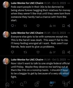 luke wenke self-pity demands owed  twitter screenshot