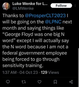 luke wenke racist tweet george floyd screenshot