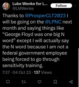 luke wenke twitter screenshot racist george floyd 2023
