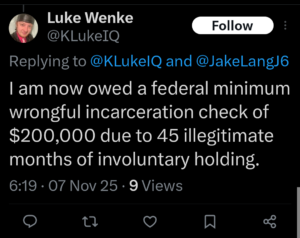 luke wenke self-pity demands owed  twitter screenshot