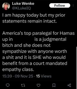 luke wenke katie obsession tweet twitter x screenshot 2025