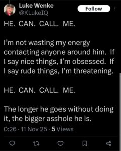 luke wenke twitter screenshot ryan benjamin obsession 2023