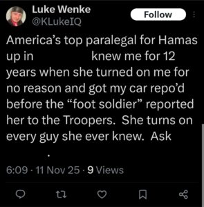 luke wenke tweet screenshot katie obsession 2025