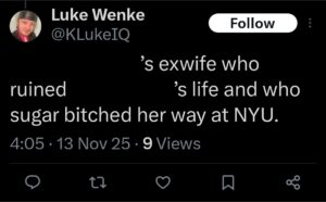 luke wenke katie obsession tweet twitter x screenshot 2025