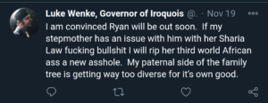 luke wenke tweet insult racist stepmom african