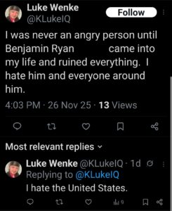 luke wenke twitter screenshot ryan benjamin obsession 2025