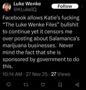 luke wenke x twitter screenshot katie obsession november 2025