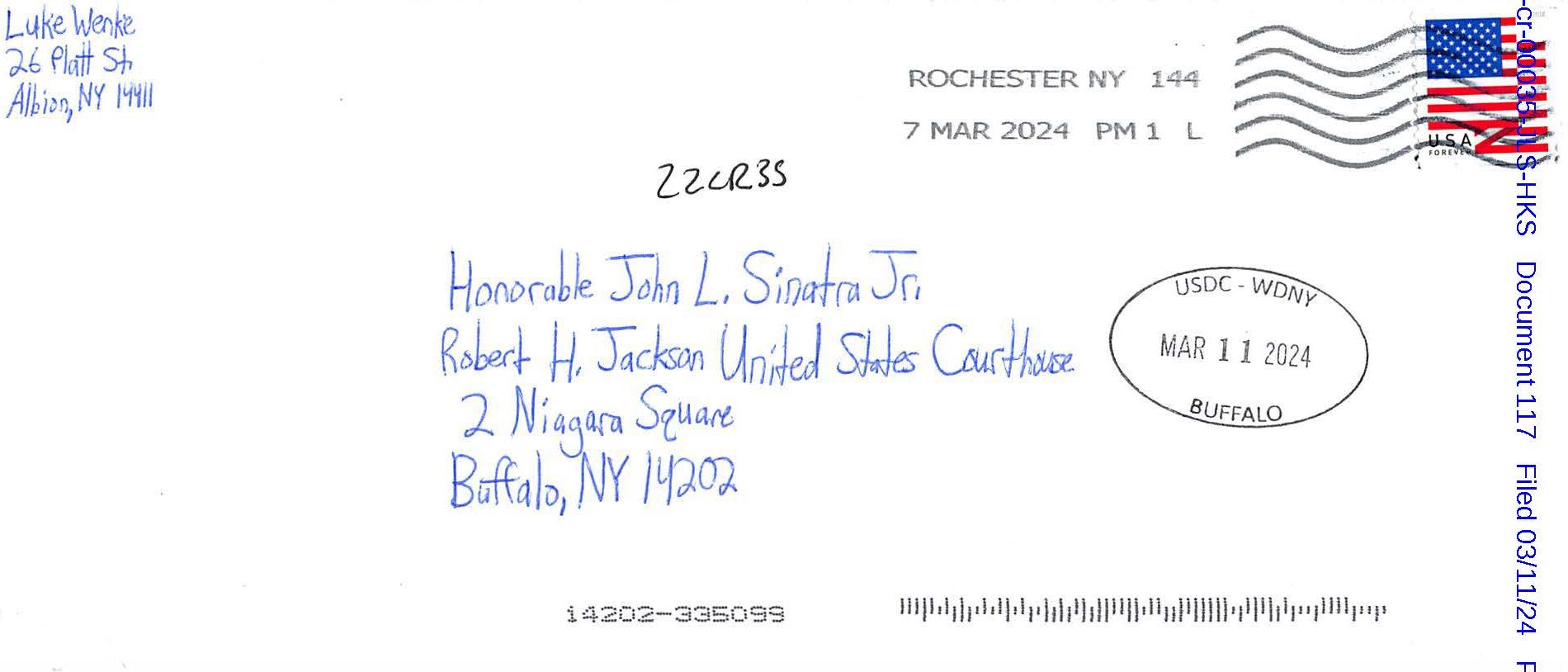 letter from luke wenke to the honorable john l. sinatra jr. march 2024