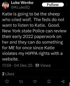 luke wenke katie obsession x twitter screenshot 2025