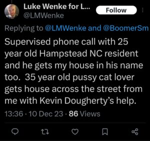 luke wenke ryan benjamin teeter obsession twitter x screenshot 2023 christmas phone call