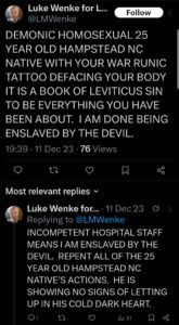 luke wenke ryan benjamin teeter obsession twitter x screenshot 2023 christmas phone call