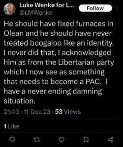 luke wenke ryan benjamin teeter obsession twitter x screenshot 2023 christmas phone call