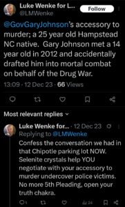 luke wenke ryan benjamin teeter obsession twitter x screenshot 2023 christmas phone call