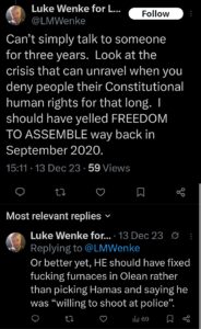 luke wenke ryan benjamin teeter obsession twitter x screenshot 2023 christmas phone call