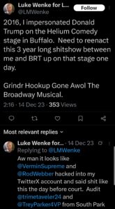 luke wenke ryan benjamin teeter obsession twitter x screenshot 2023 christmas phone call