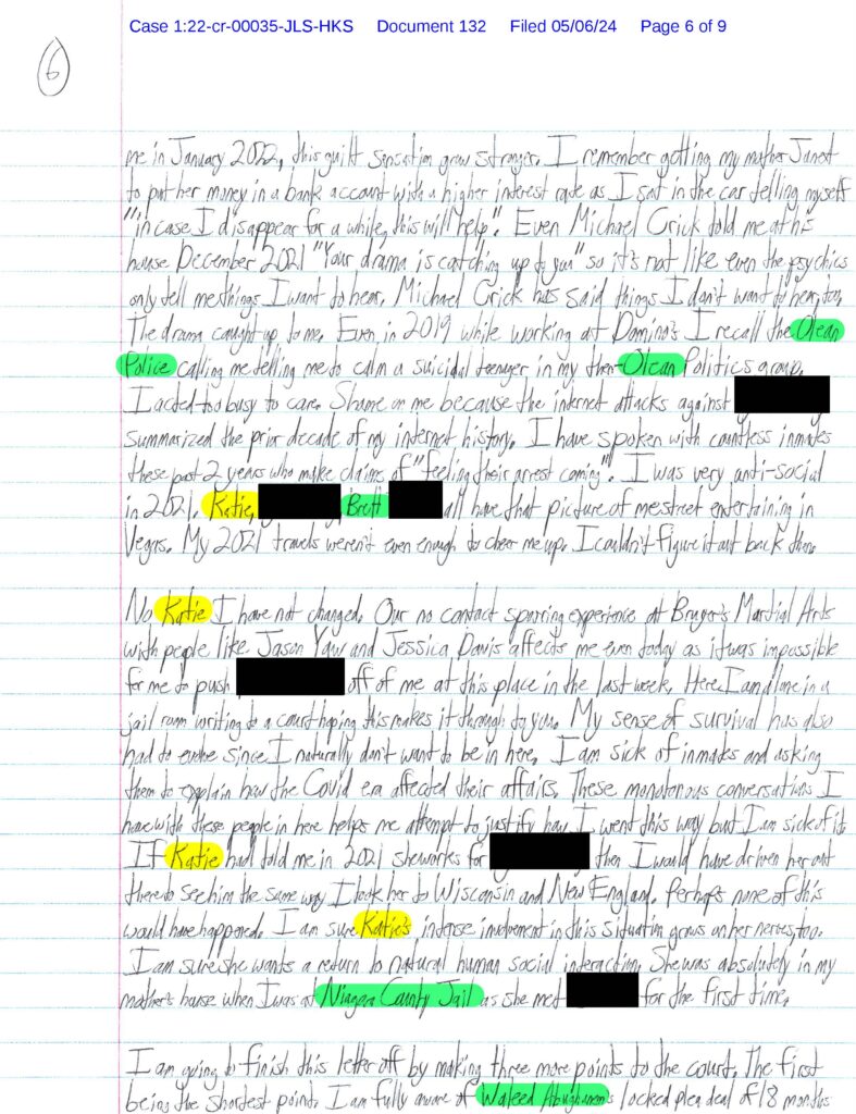 letter from luke wenke to federal judge john sinatra jr.; 05/06/2024