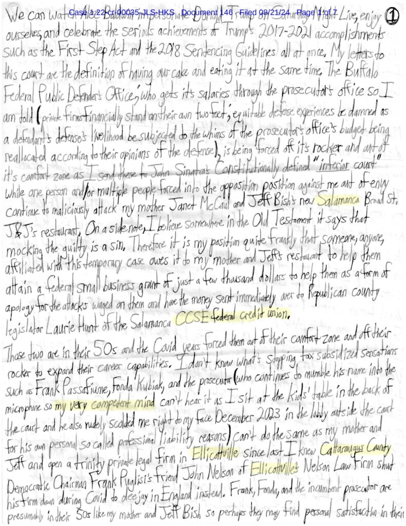 letter from luke wenke to the honorable john l. sinatra jr. 08/21/2024