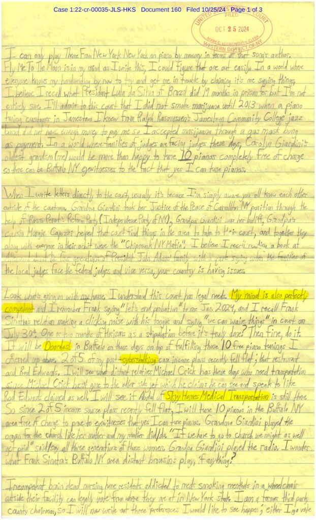 letter from luke wenke to the honorable john l. sinatra jr.; 10/25/2024