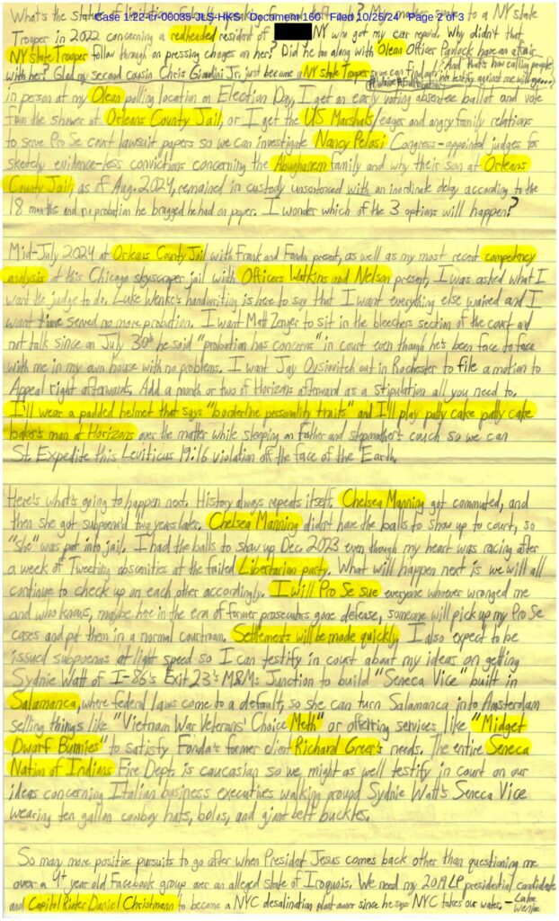 letter from luke wenke to the honorable john l. sinatra jr.; 10/25/2024