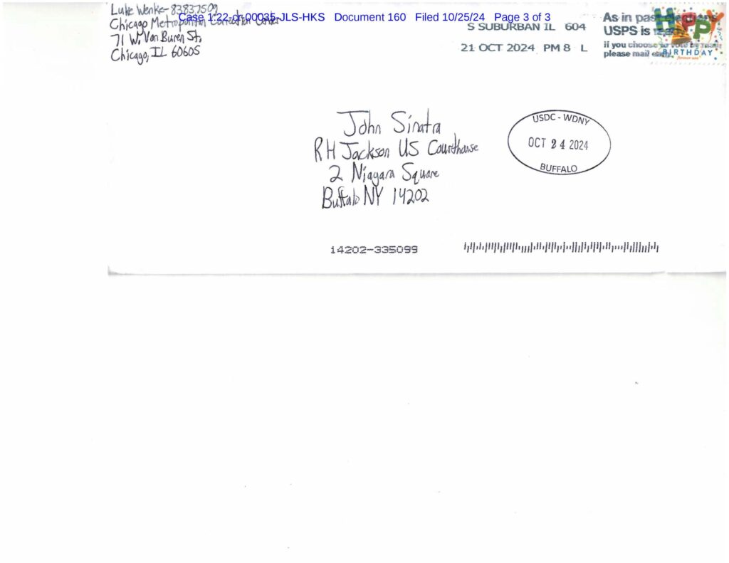letter from luke wenke to the honorable john l. sinatra jr.; 10/25/2024