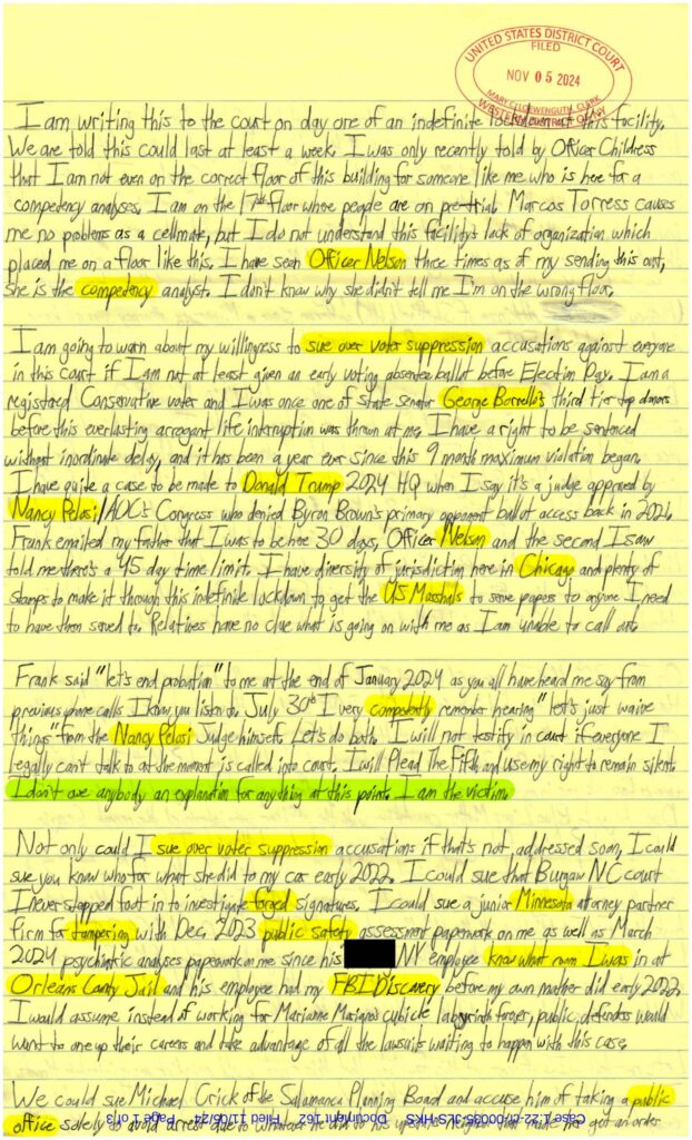 letter from luke wenke to the honorable john l. sinatra jr.; 11/05/2024