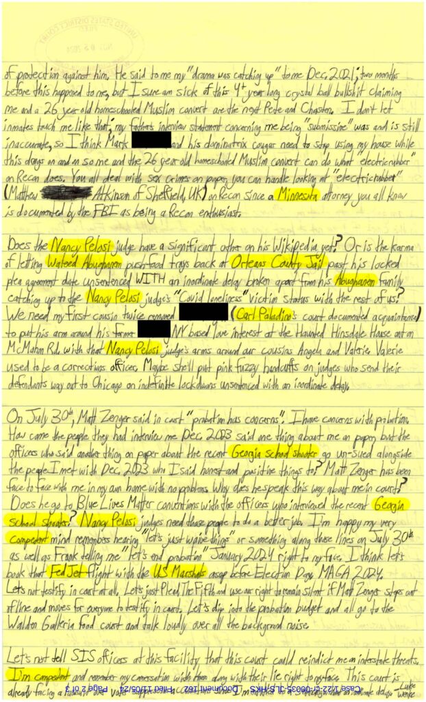 letter from luke wenke to the honorable john l. sinatra jr.; 11/05/2024
