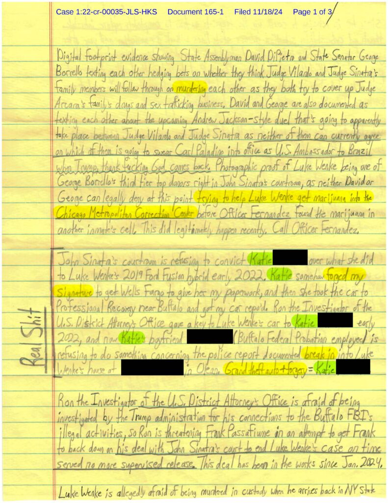 letter from luke wenke to the honorable john l. sinatra jr. 11/2024
