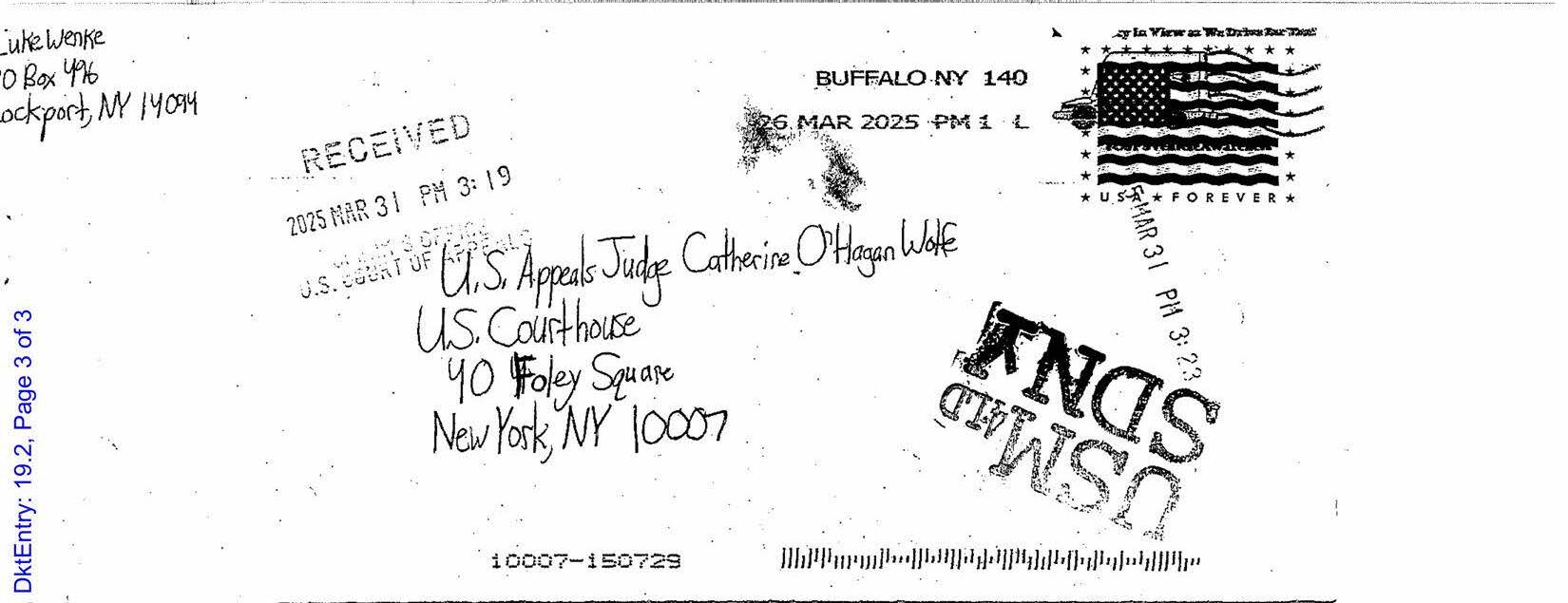 a letter from luke wenke to the us second circuit court of appeals april 2025