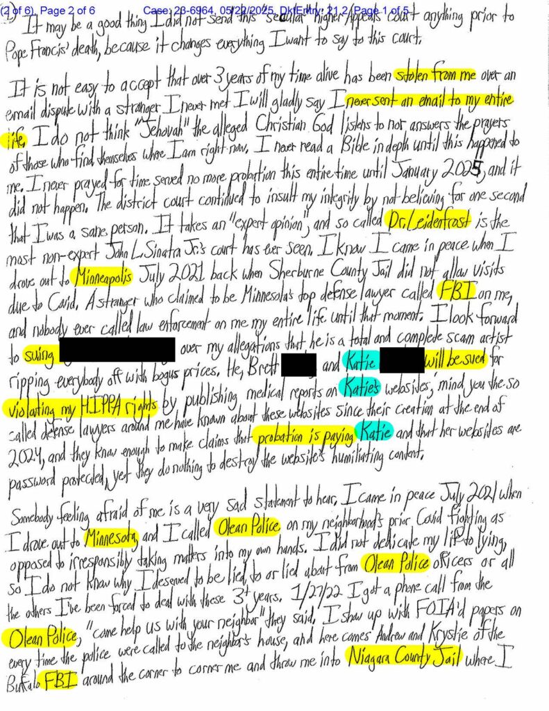 letter from luke wenke to the us second circuit court of appeals in nyc 05/22/2025