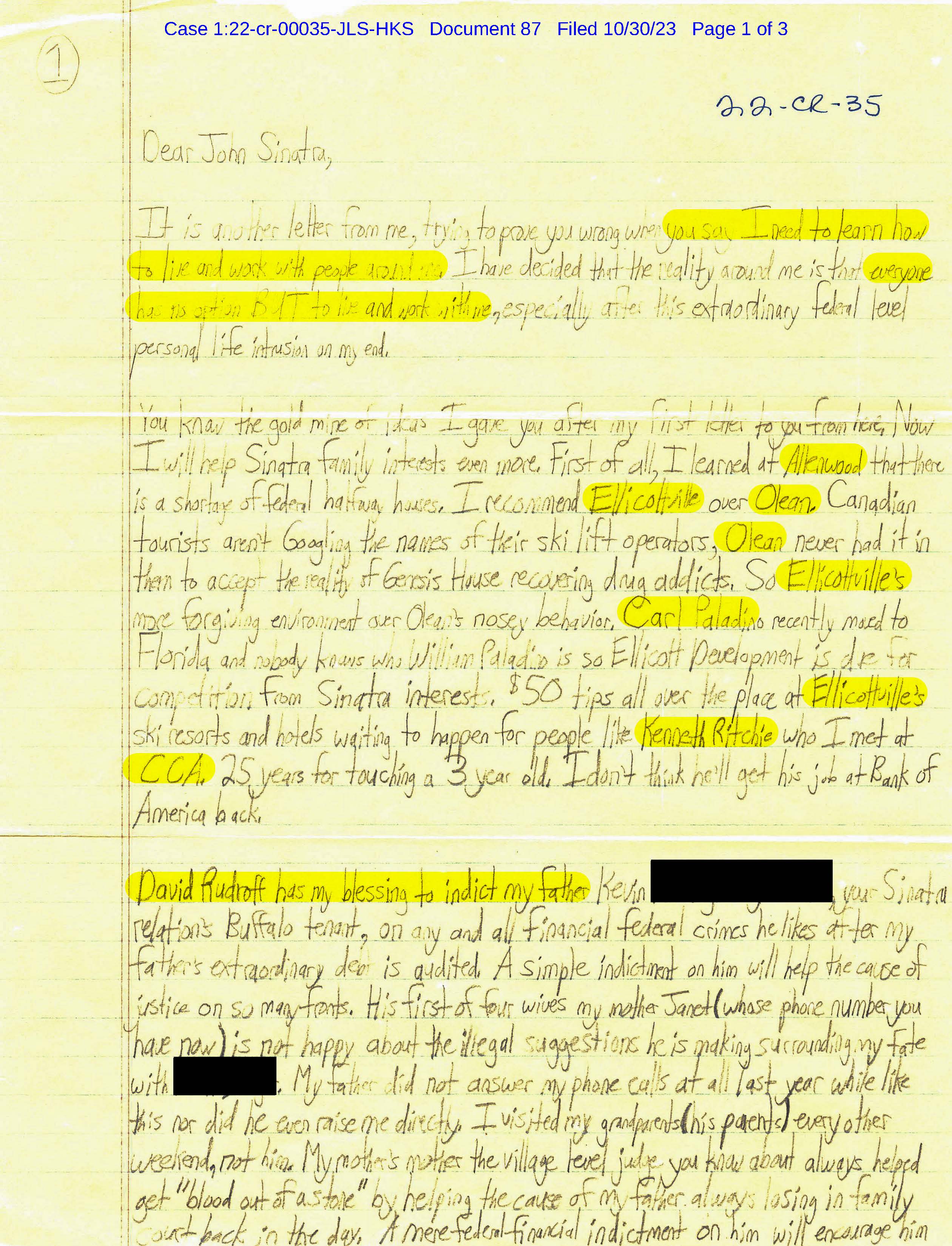letter from luke wenke to the honorable john l. sinatra jr. october 2023