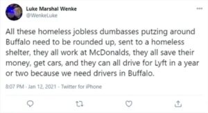 luke wenke facebook screenshot 2021 poverty shaming