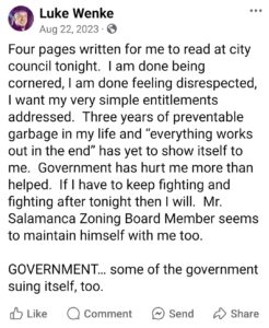 luke wenke facebook threats escalation never stop talking shit