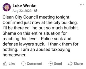 luke wenke facebook threats escalation never stop talking shit