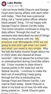 luke wenke facebook screenshot demands owed george floyd 2023