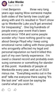 luke wenke facebook screenshot wenkeville 2023