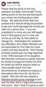 luke wenke facebook screenshot double proxy marriage montana 2023 ryan teeter obsession stalker erotomania