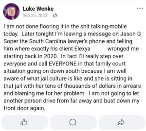 luke wenke facebook threats escalation never stop talking shit