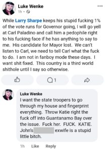 luke wenke facebook screenshot katie obsession 2025