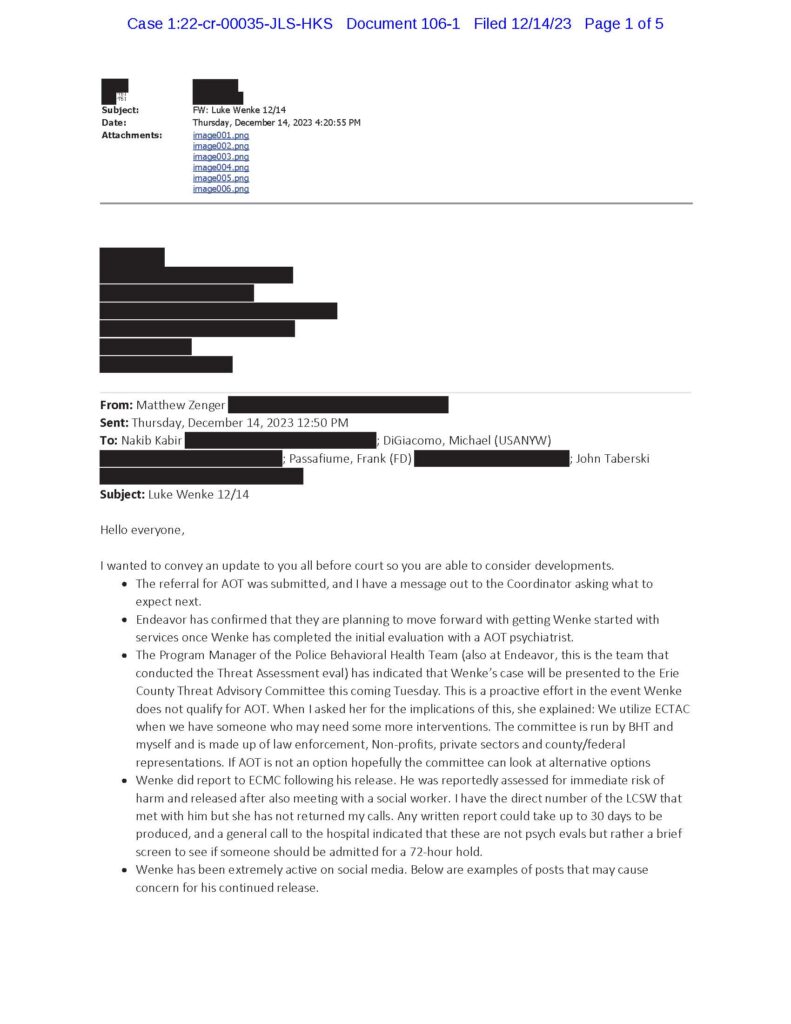 emails between federal probation and court personnel about luke wenke's online posts
