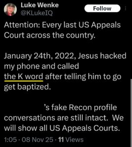 luke wenke x twitter screenshot antisemitism minnesota lawyer victim cyberstalking 2025