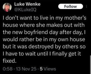 luke wenke x twitter screenshot incel talk 2025