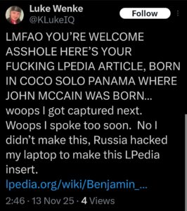 luke wenke x twitter screenshot benjamin ryan teeter obsession 2025