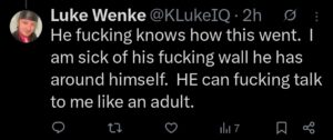 luke wenke x twitter screenshot benjamin ryan teeter obsession 2025