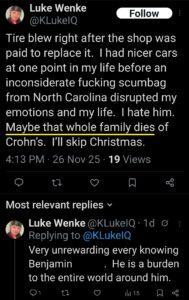 luke wenke x twitter screenshots death with ryan benjamin teeter obsession 2025