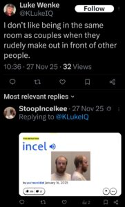 luke wenke x twitter screenshot incel talk 2025 jealous of mommy