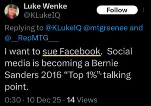 luke wenke x twitter screenshot threats to sue facebook 2025