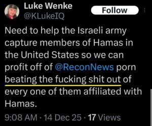 luke wenke x twitter screenshot threats violence katie obsession benjamin ryan teeter obsession