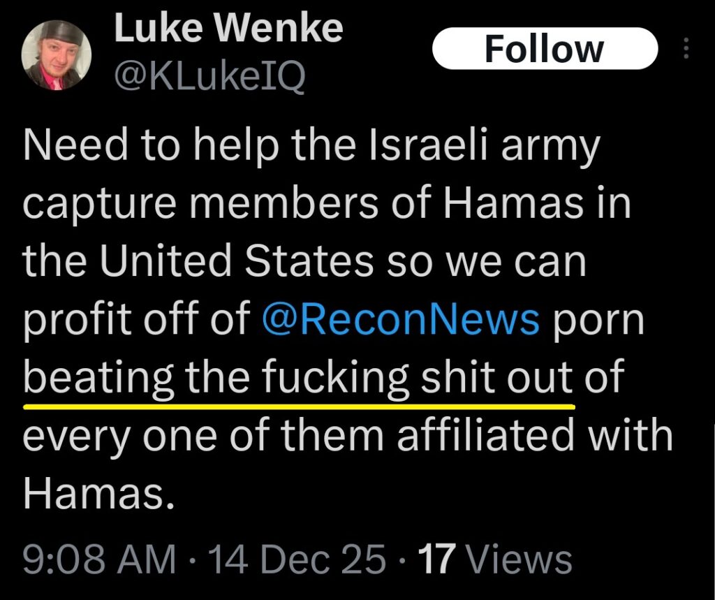 luke wenke x twitter screenshot threats violence katie obsession benjamin ryan teeter obsession