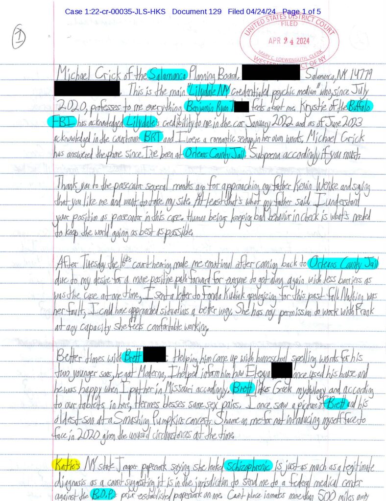 letter from luke wenke to the honorable john l. sinatra, jr.; 04/24/2024