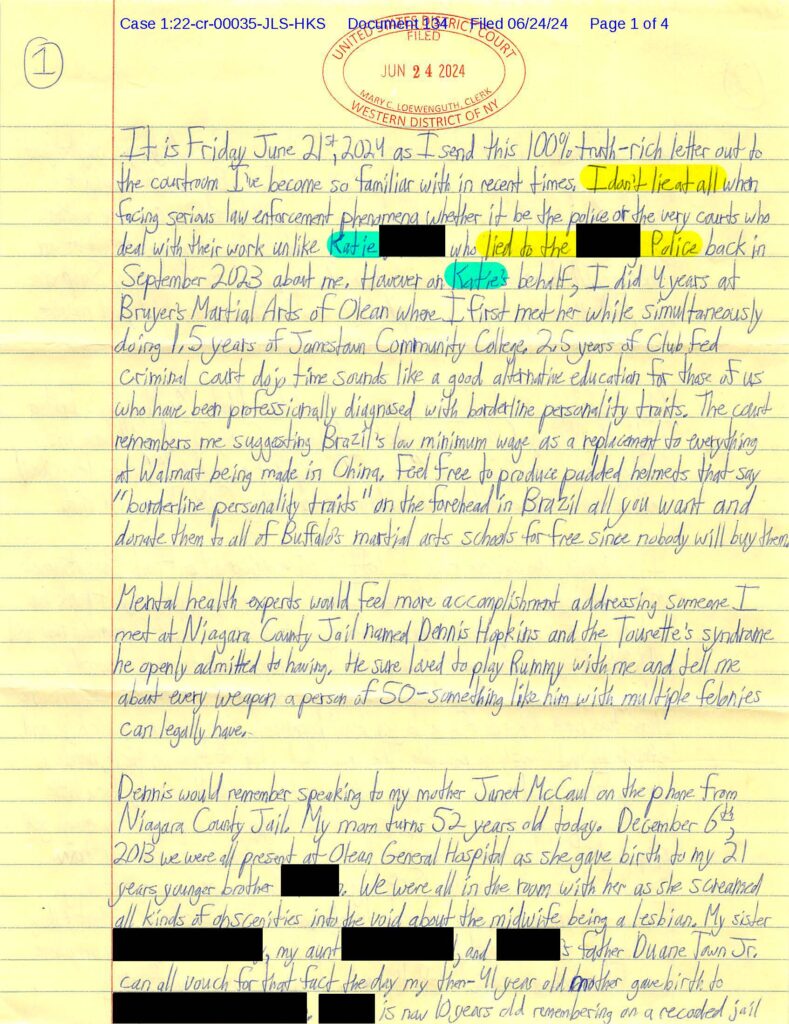 letter from luke wenke to the honorable John L. Sinatra, Jr. June 2024